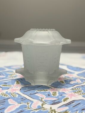 Vintage Indiana Glass/Homeco Pagoda Fairy Lamp - Frosted Clear Satin -EUC